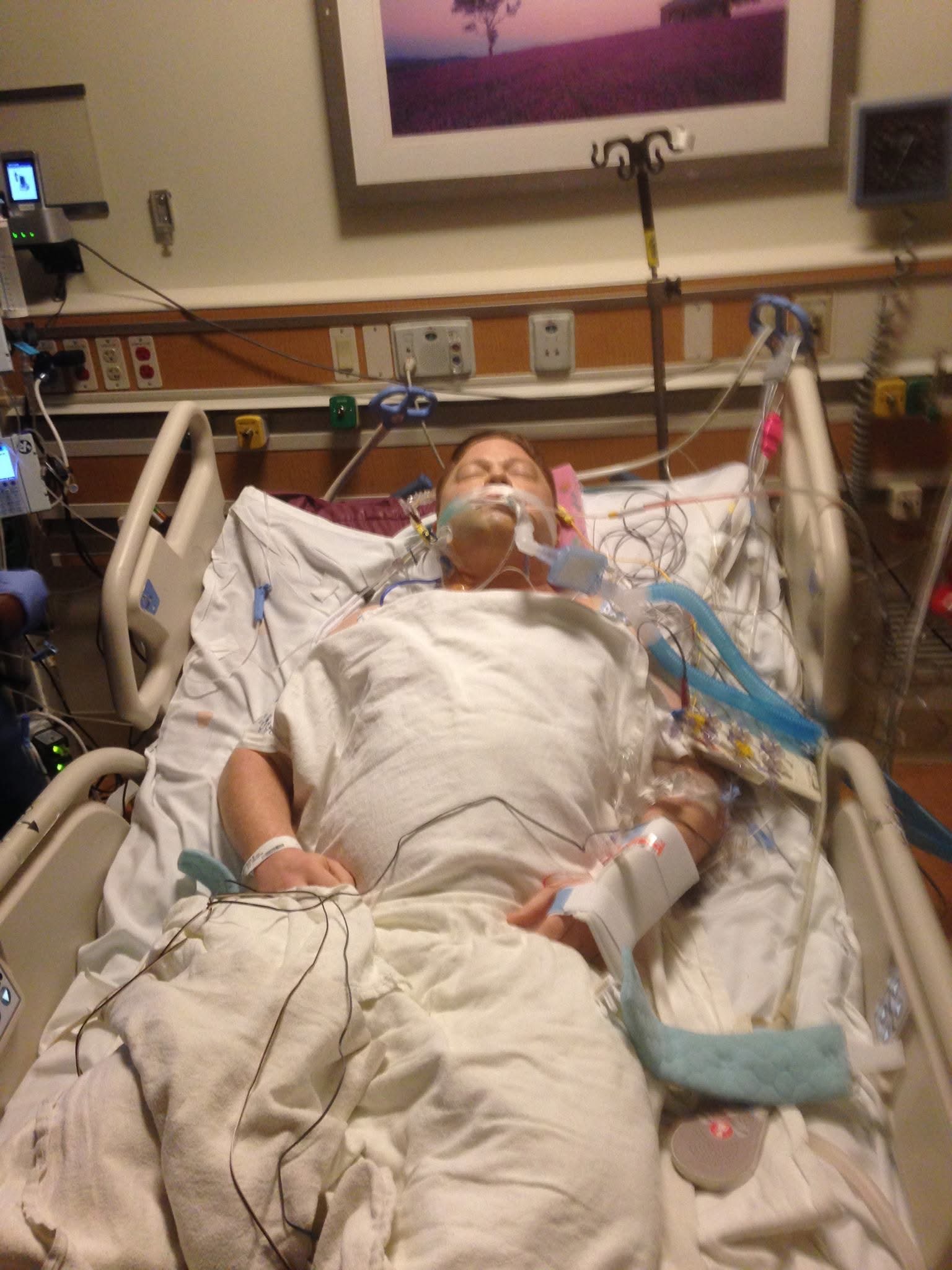 I Had a Heart Attack at 34,000 Feet on the Way to a Cruise — And No Travel Insurance Morgan in the ICU following quintuple bypass surgery, October 2016